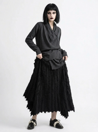 Textured Minimal Goth Skirt – Black-SimpleModerne