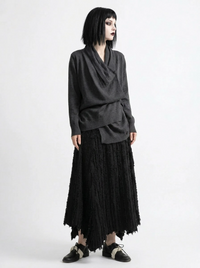 Textured Minimal Goth Skirt – Black-SimpleModerne