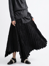 Textured Minimal Goth Skirt – Black-SimpleModerne