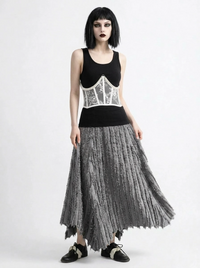 Textured Minimalist Skirt – Washed Grey-SimpleModerne