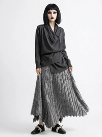 Textured Minimalist Skirt – Washed Grey-SimpleModerne