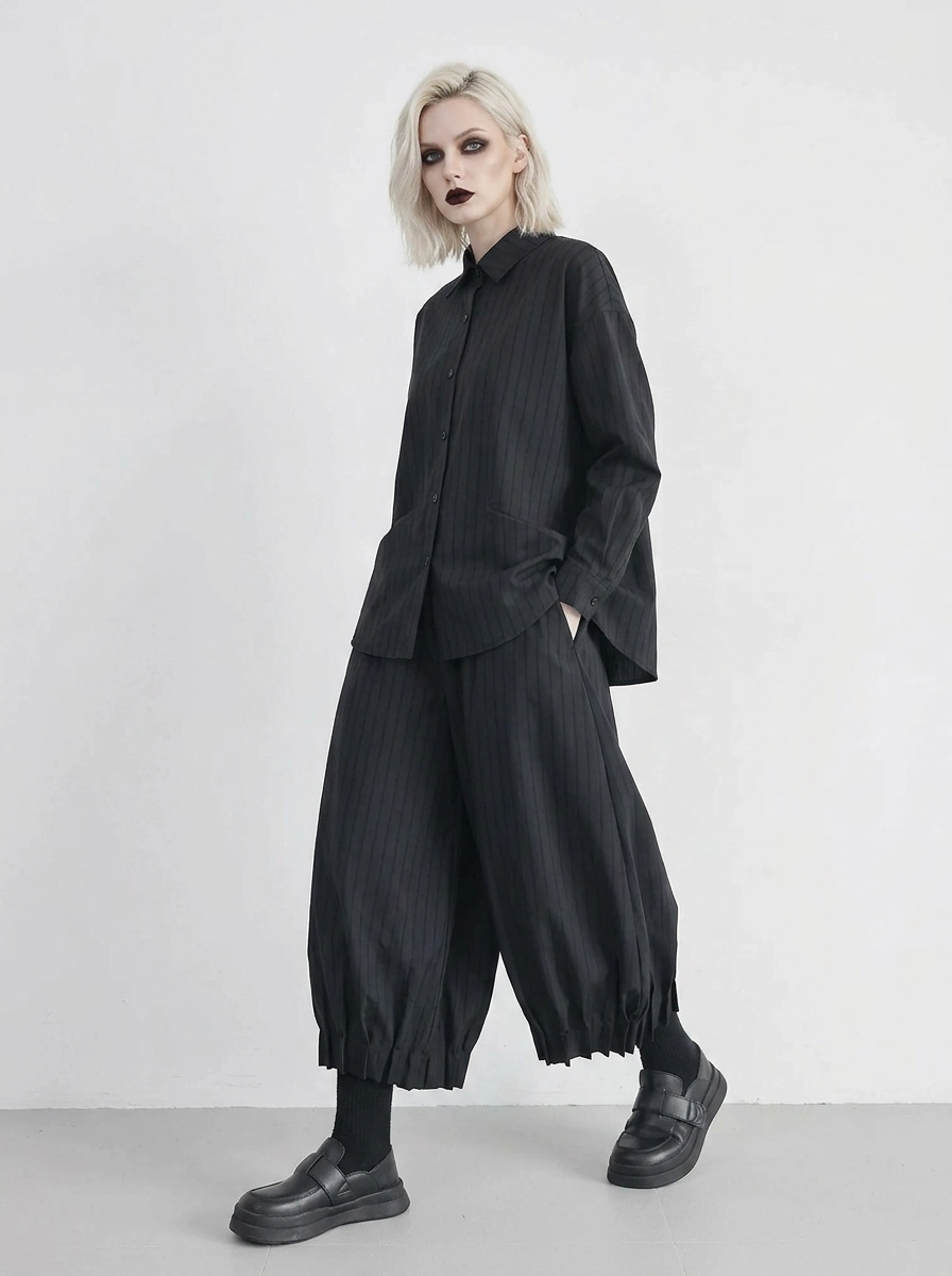 Pleated Balloon Trousers – Minimal Goth Black