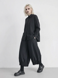Pleated Balloon Trousers – Minimal Goth Black