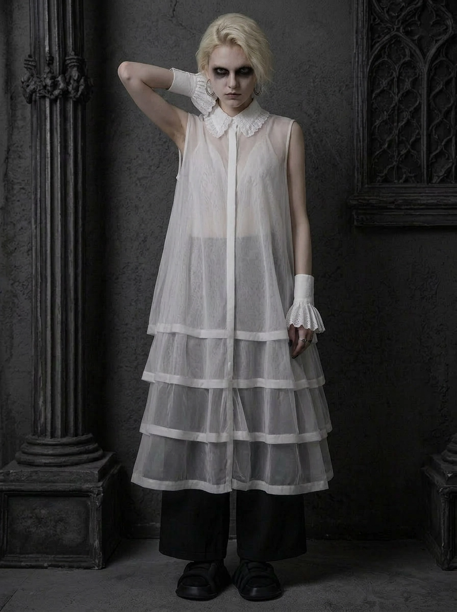 layer shirt dress DOUBLE LAYER T-SHIRT DRESS IN WHITE