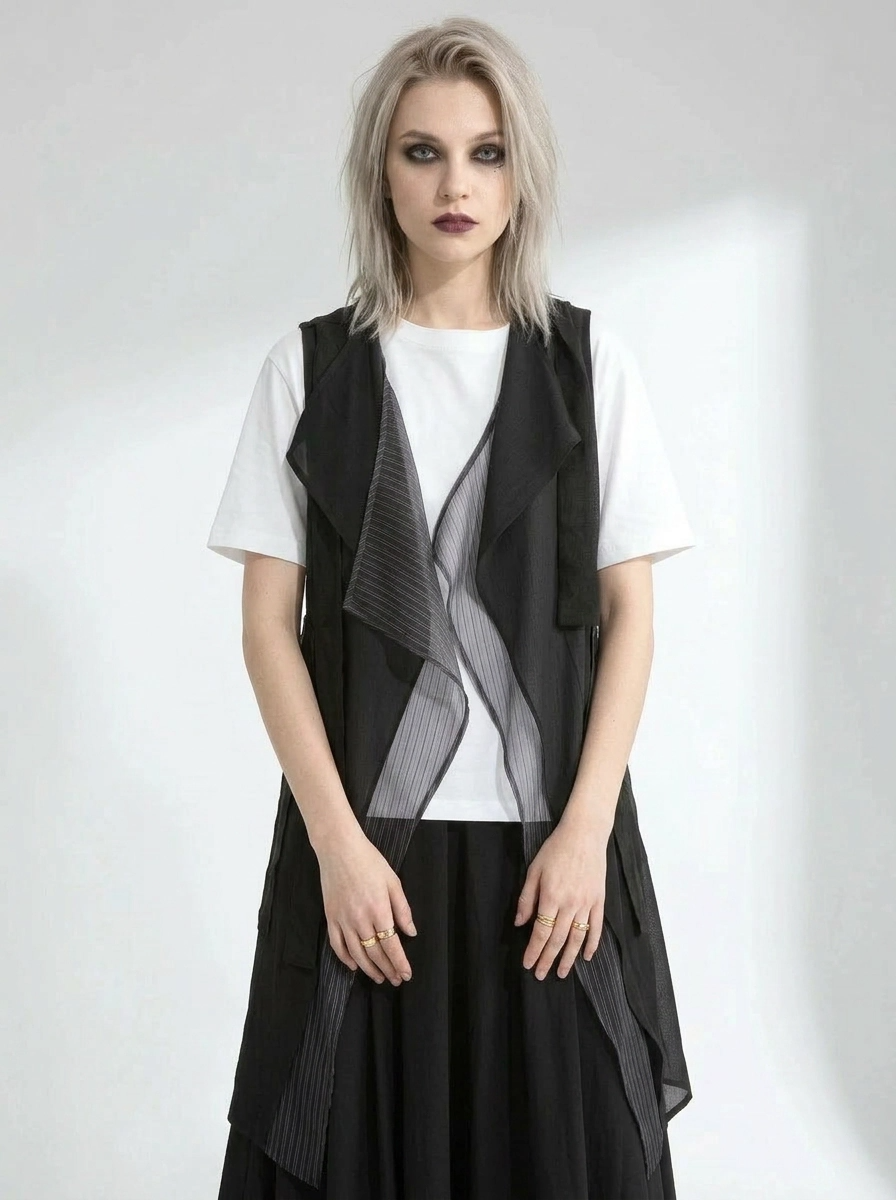Layered Asymmetric Vest – Minimal Goth Utility-SimpleModerne