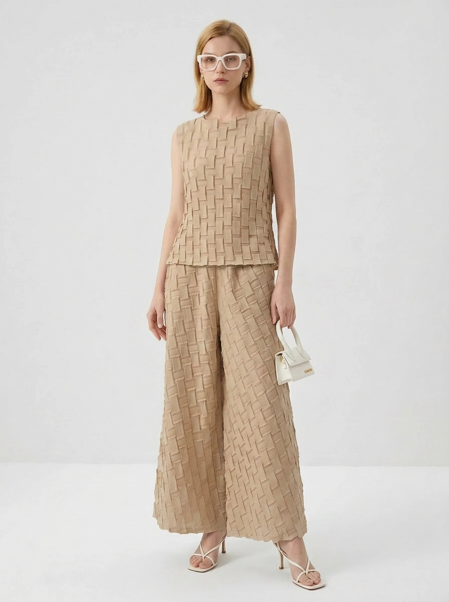 Textured Woven Set – Japanese Minimal Two-Piece-SimpleModerne