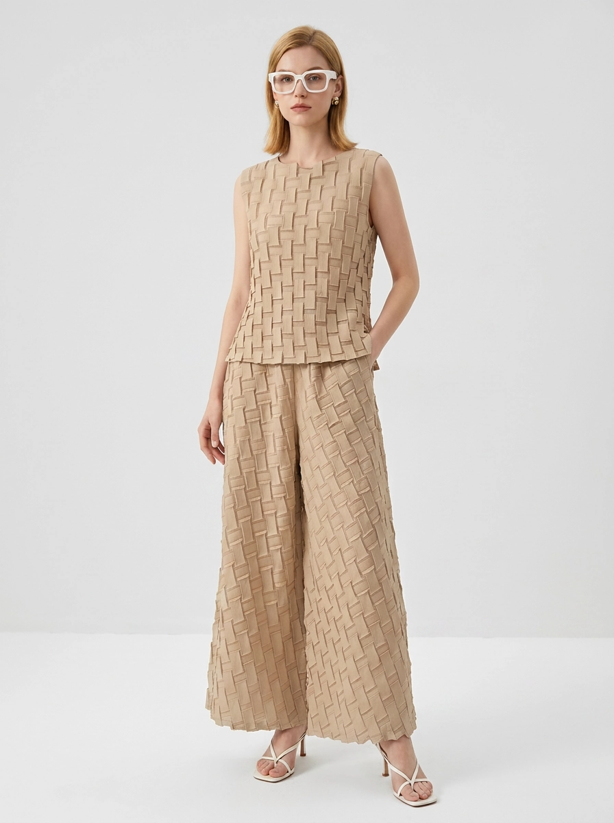 Textured Woven Set – Japanese Minimal Two-Piece-SimpleModerne