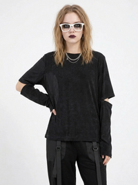 Cut-Out Sleeve Minimal Top – Soft Structure Edition-SimpleModerne