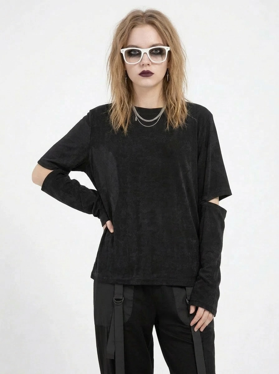 Cut-Out Sleeve Minimal Top – Soft Structure Edition-SimpleModerne