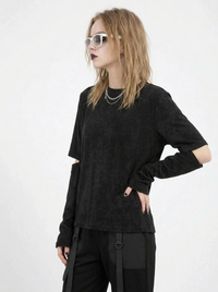 Cut-Out Sleeve Minimal Top – Soft Structure Edition-SimpleModerne