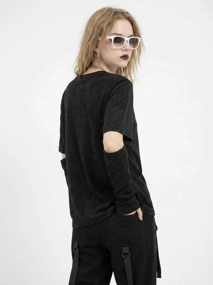 Cut-Out Sleeve Minimal Top – Soft Structure Edition-SimpleModerne
