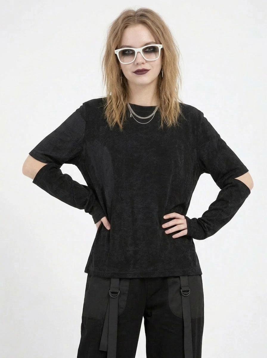 Cut-Out Sleeve Minimal Top – Soft Structure Edition-SimpleModerne