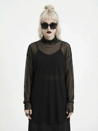 Sheer High-Neck Mesh Top – Layering Essential-SimpleModerne