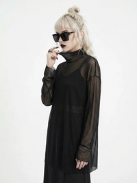 Sheer High-Neck Mesh Top – Layering Essential-SimpleModerne