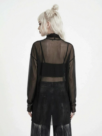 Sheer High-Neck Mesh Top – Layering Essential-SimpleModerne