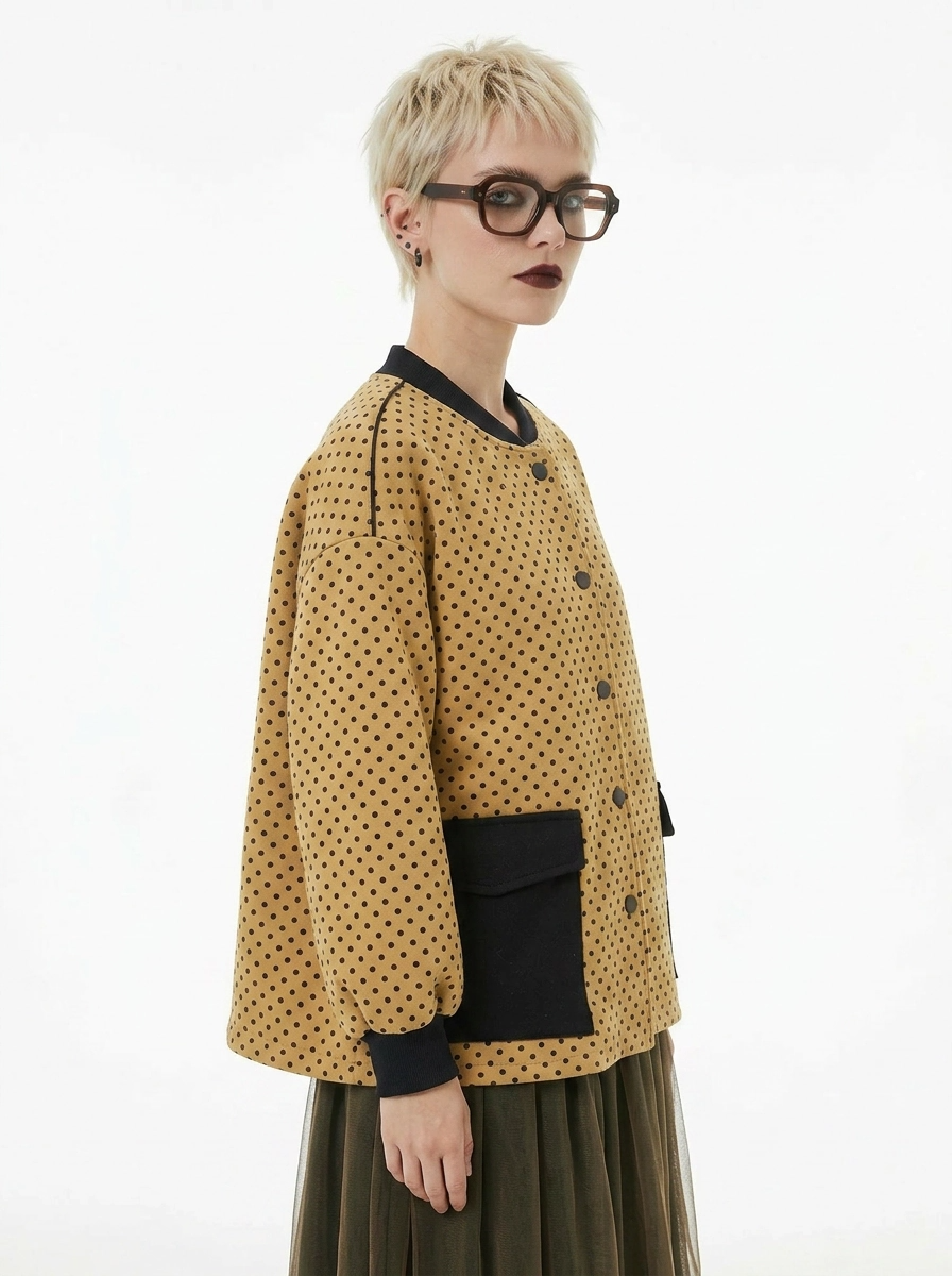 Textured Polka Dot Japanese Jacket-SimpleModerne