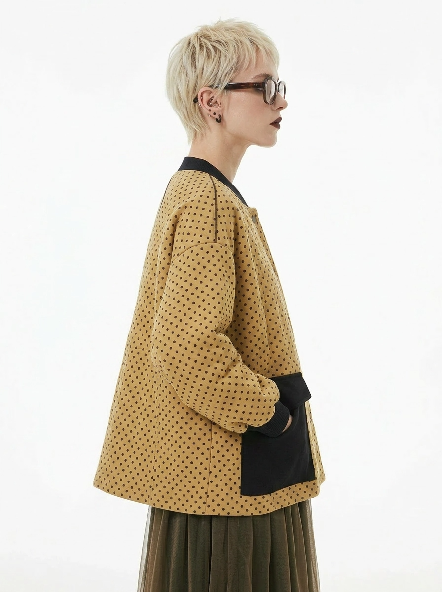 Textured Polka Dot Japanese Jacket-SimpleModerne