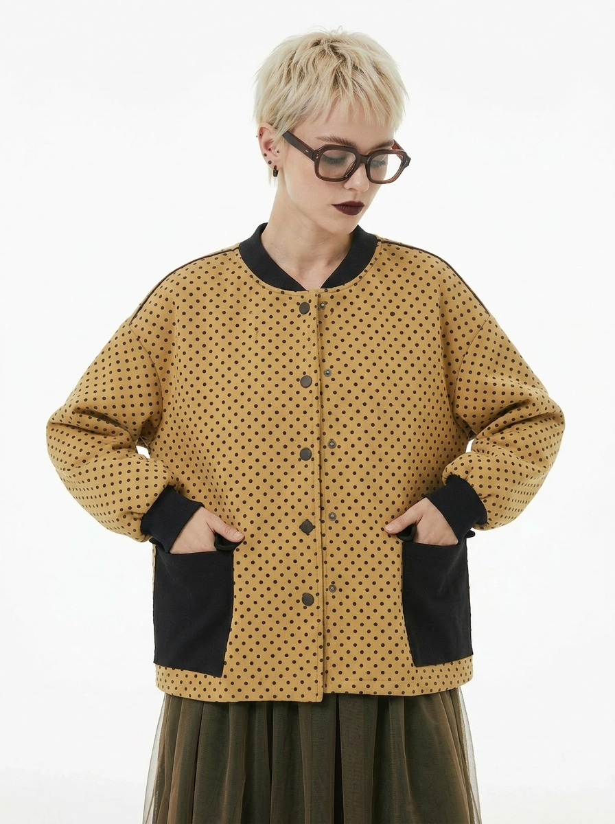 Textured Polka Dot Japanese Jacket-SimpleModerne