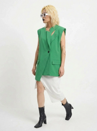 Asymmetric Raw-Edge Sleeveless Blazer-SimpleModerne