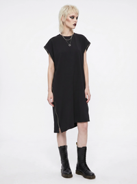 “Zip It” Asymmetric Zip Midi Dress-SimpleModerne
