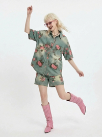 Vintage Bloom Relaxed Shorts-SimpleModerne