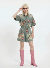 Vintage Bloom Relaxed Shorts-SimpleModerne