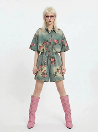 Vintage Bloom Relaxed Shorts-SimpleModerne