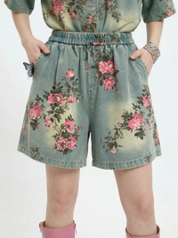 Vintage Bloom Relaxed Shorts-SimpleModerne
