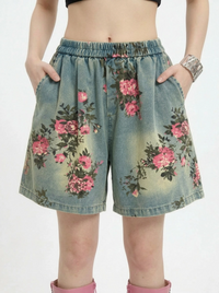 Vintage Bloom Relaxed Shorts-SimpleModerne
