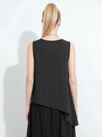 Asymmetrical Pinstripe Draped Top-SimpleModerne