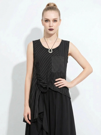 Asymmetrical Pinstripe Draped Top-SimpleModerne