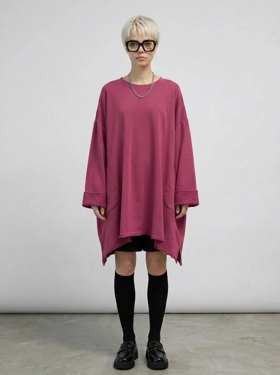 Oversized Asymmetrical Sweatshirt — Dusty Rose-SimpleModerne