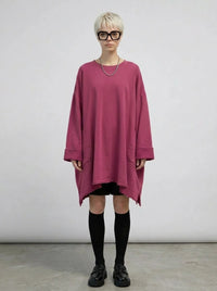 Oversized Asymmetrical Sweatshirt — Dusty Rose-SimpleModerne