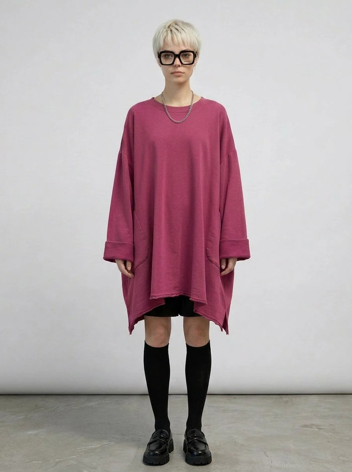Oversized Asymmetrical Sweatshirt — Dusty Rose-SimpleModerne