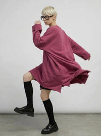 Oversized Asymmetrical Sweatshirt — Dusty Rose-SimpleModerne