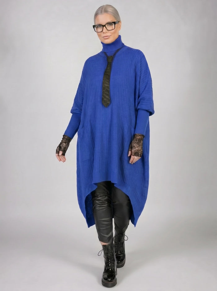 Urban Meets Urban Laisvalaikio Nuotaka Oversize Fit Blue Sweater-SimpleModerne
