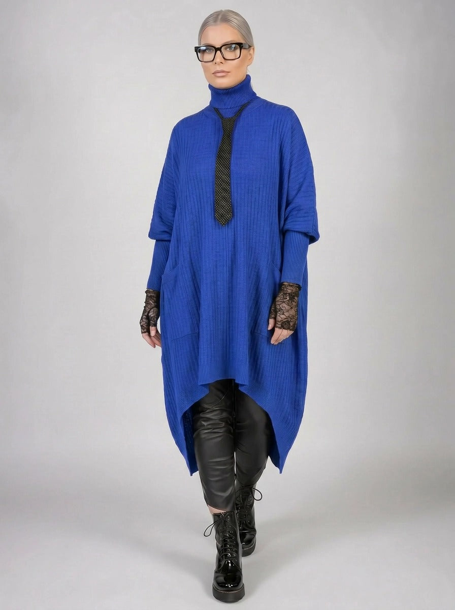 Urban Meets Urban Laisvalaikio Nuotaka Oversize Fit Blue Sweater-SimpleModerne