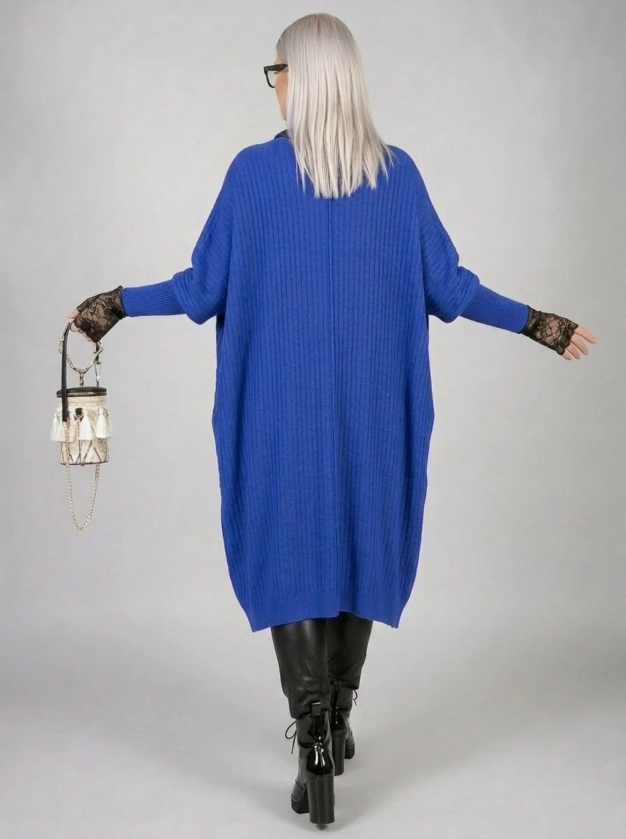 Urban Meets Urban Laisvalaikio Nuotaka Oversize Fit Blue Sweater-SimpleModerne