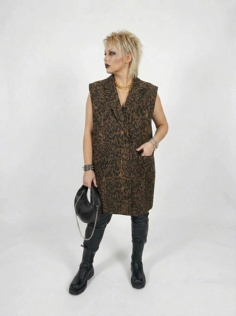 Jazz Up Leopard Print Oversized Fit Vest-SimpleModerne