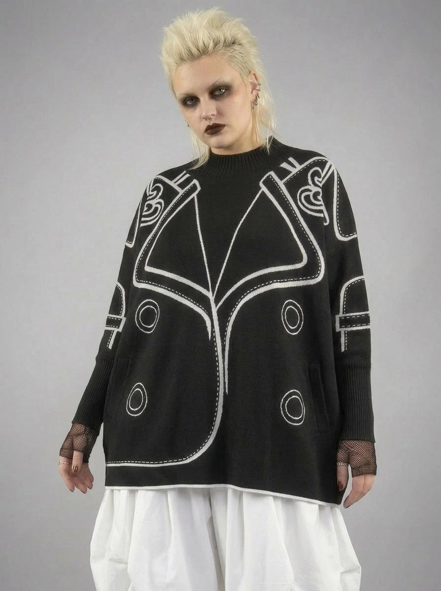 Jazz Up Blazer Imitation Knitted Sweater-SimpleModerne