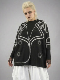 Jazz Up Blazer Imitation Knitted Sweater-SimpleModerne