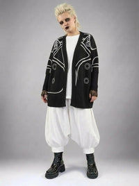 Limited Edition Clown Print Open Cardigan - Oversized Loose Fit, Unique Statement Piece-SimpleModerne