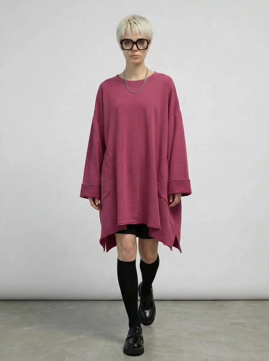 Oversized Asymmetrical Sweatshirt — Dusty Rose-SimpleModerne
