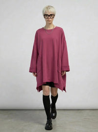 Oversized Asymmetrical Sweatshirt — Dusty Rose-SimpleModerne
