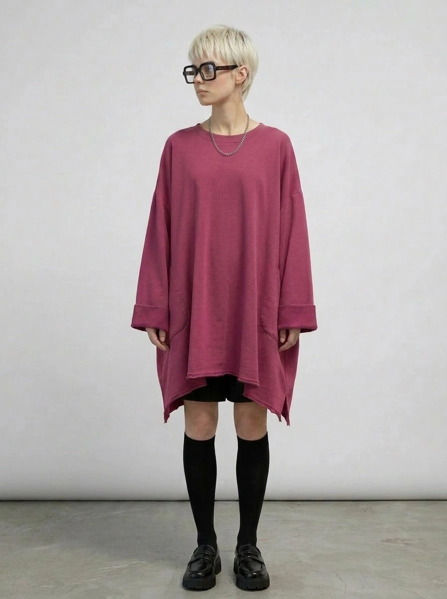 Oversized Asymmetrical Sweatshirt — Dusty Rose-SimpleModerne
