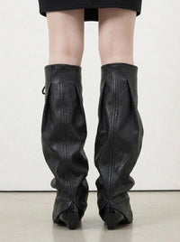 Simple Moderne Black Vegan Leather Leg Warmers – Adjustable Lace-Up Statement Layer-SimpleModerne
