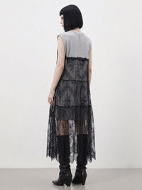 Simple Moderne Layered Gothic Lace Overlay Dress – Sporty Tank Meets Romantic Minimal Goth-SimpleModerne