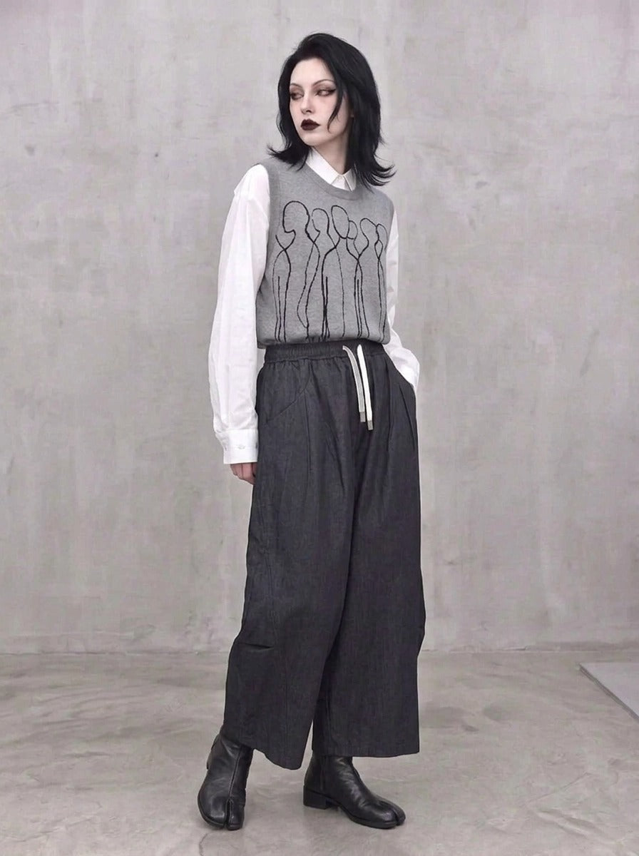 Grey Sculpted Wide-Leg Trousers | Relaxed Minimalist Balloon Pants