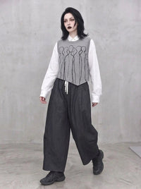 Grey Sculpted Wide-Leg Trousers | Relaxed Minimalist Balloon Pants