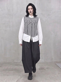 Grey Sculpted Wide-Leg Trousers | Relaxed Minimalist Balloon Pants